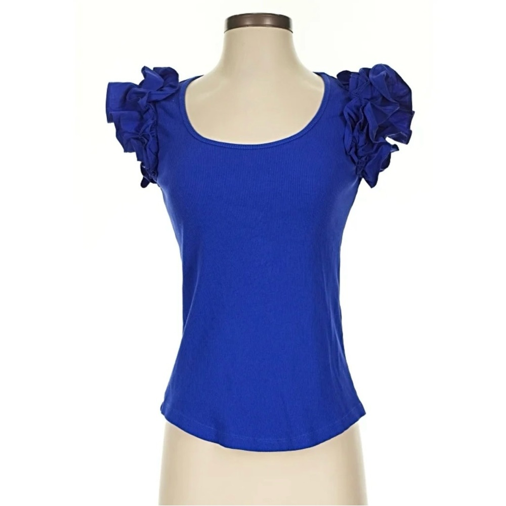 Blue Ruffle Sleeve Women's Top